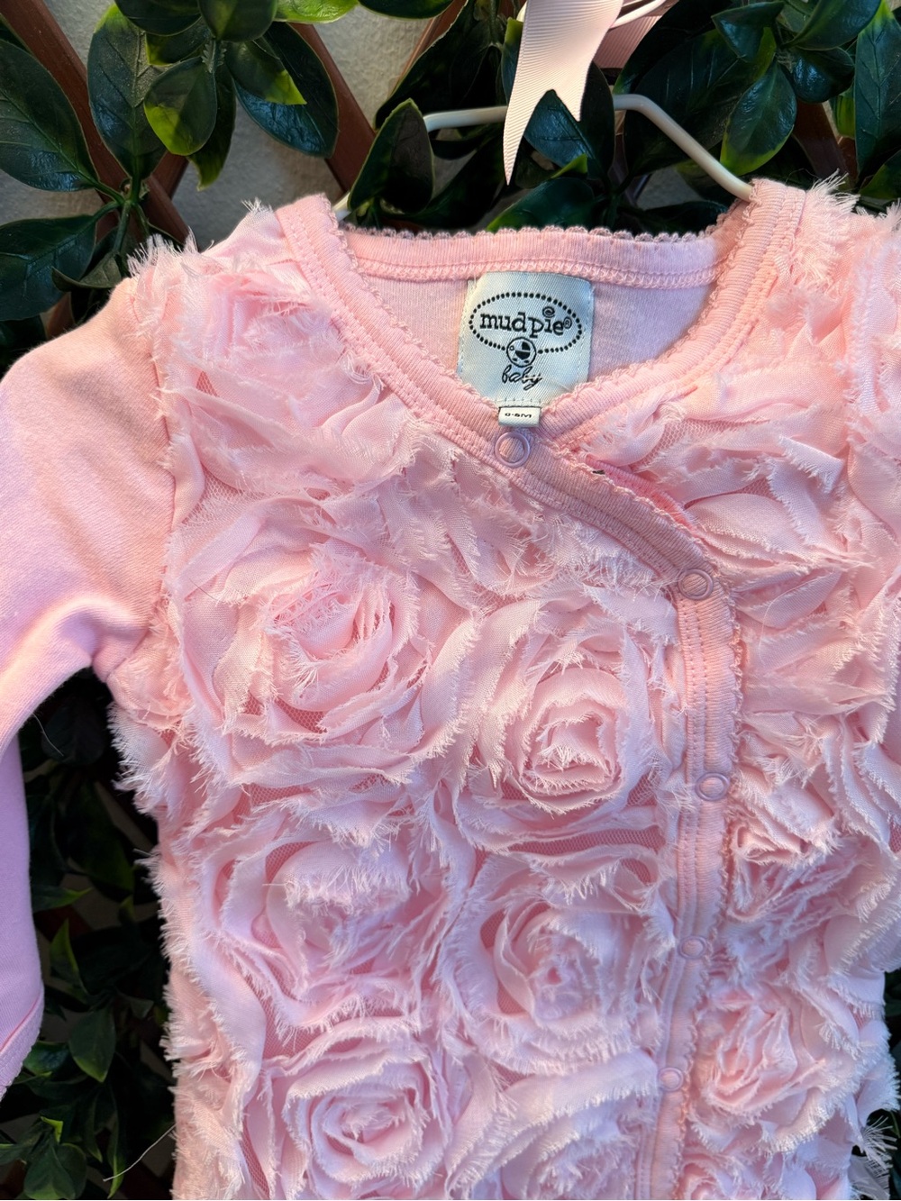 Mud Pie Pink Rosette Ruffle Baby Gown - Picture 3 of 8